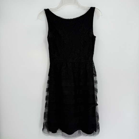 jill stuart Black Floral lace Tank dress size 2 Sleeveless Mesh Skirt Lined - Picture 6 of 9